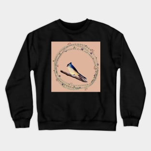 Whimsical bird with watercolor wreath1 Crewneck Sweatshirt